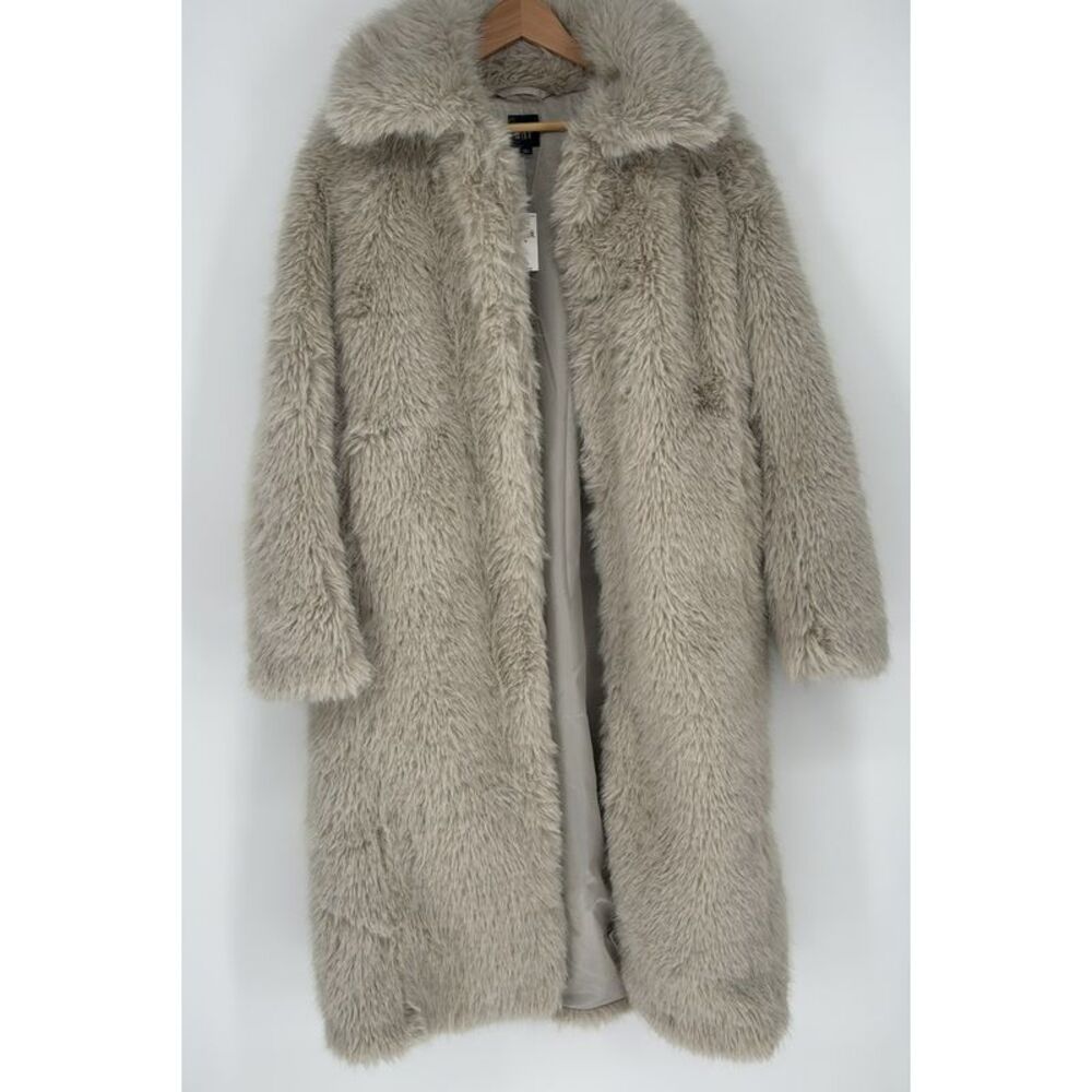 GAP Faux Fur Coat in Light Taupe